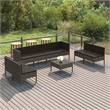 vidaXL 9 Piece Patio Lounge Set with Cushions Poly Rattan Gray