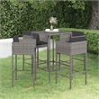 vidaXL 5 Piece Patio Bar Set with Cushions Poly Rattan Gray