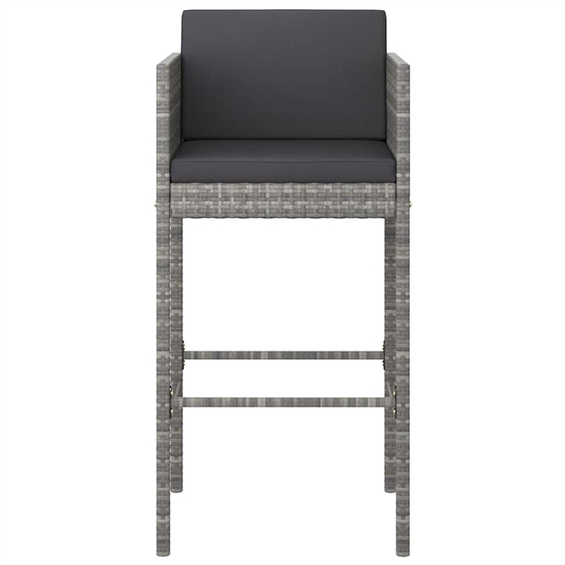 vidaXL 5 Piece Patio Bar Set with Cushions Poly Rattan Gray