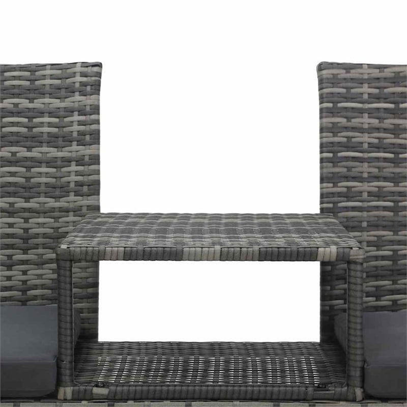 vidaXL 2-Seater Patio Sofa with Tea Table Poly Rattan Anthracite