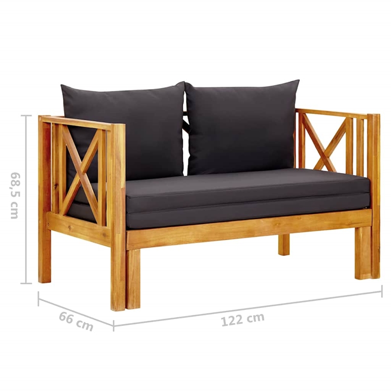 vidaXL 2-Seater Patio Bench with Cushions 48