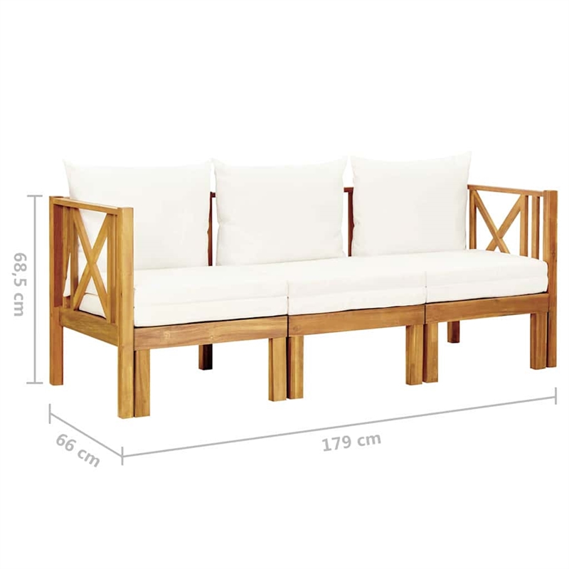 vidaXL 3-Seater Patio Bench with Cushions 70.5