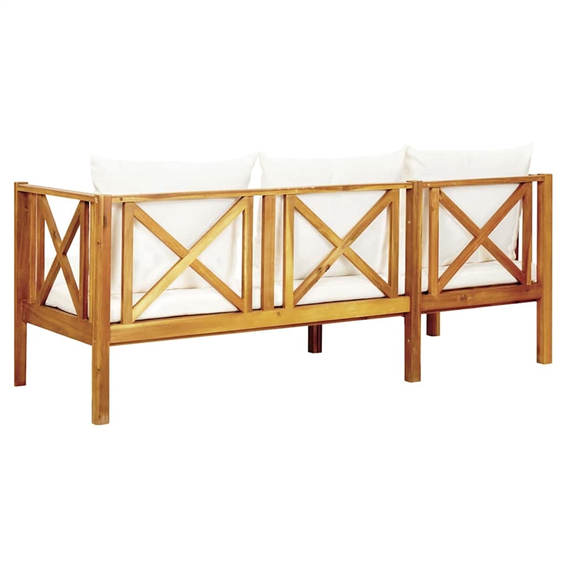 vidaXL 3-Seater Patio Bench with Cushions 70.5