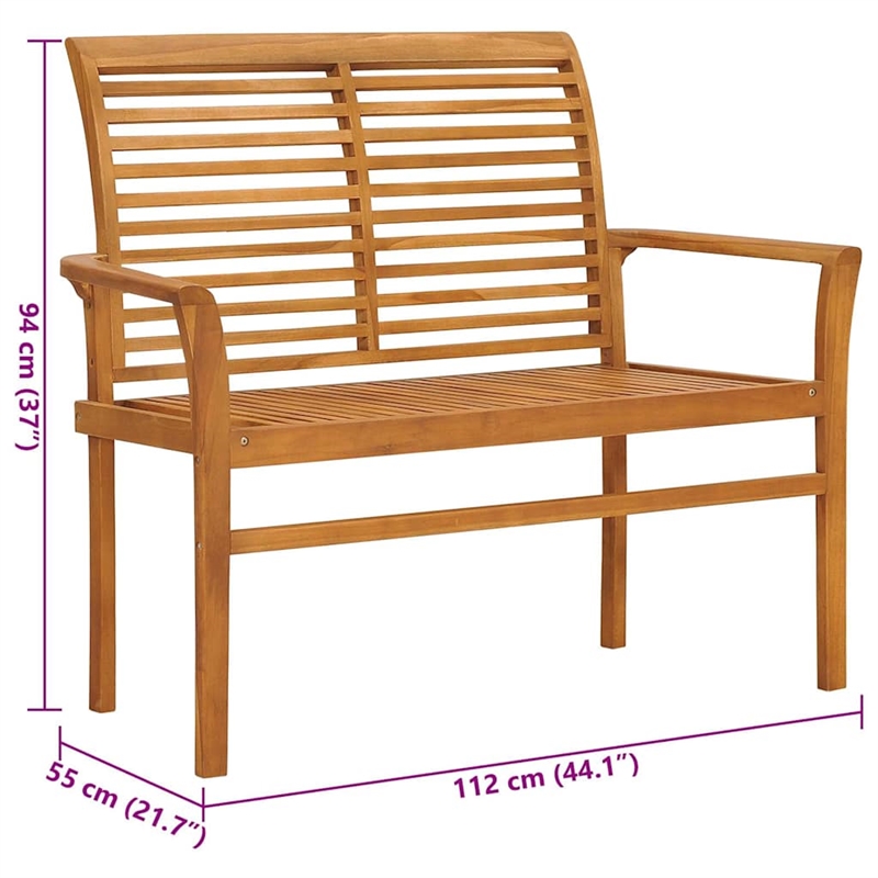 vidaXL Patio Bench with Black Cushion 44.1