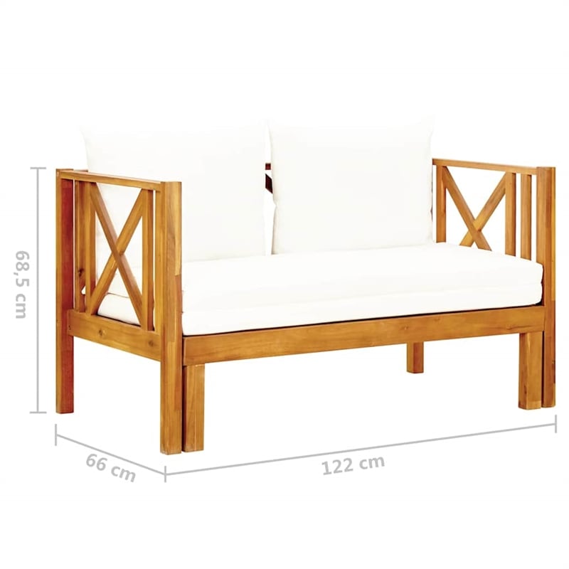 vidaXL 2-Seater Patio Bench with Cushions 48