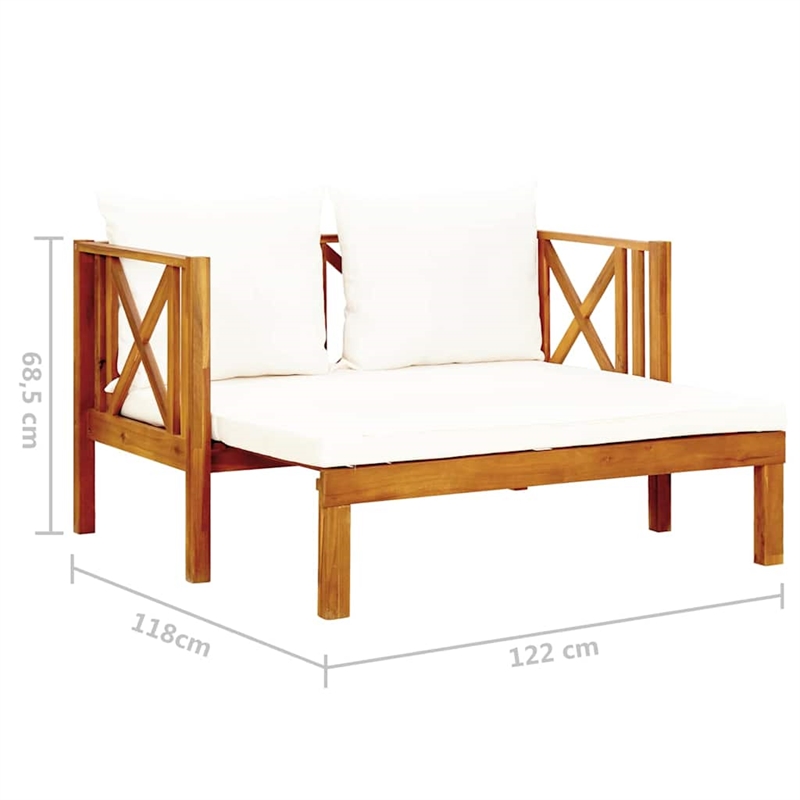 vidaXL 2-Seater Patio Bench with Cushions 48