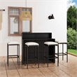 vidaXL 5 Piece Patio Bar Set with Cushions Black