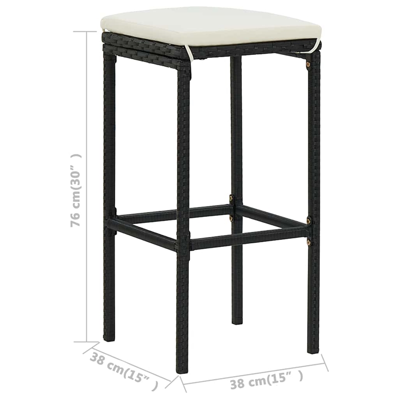 vidaXL 5 Piece Patio Bar Set with Cushions Black