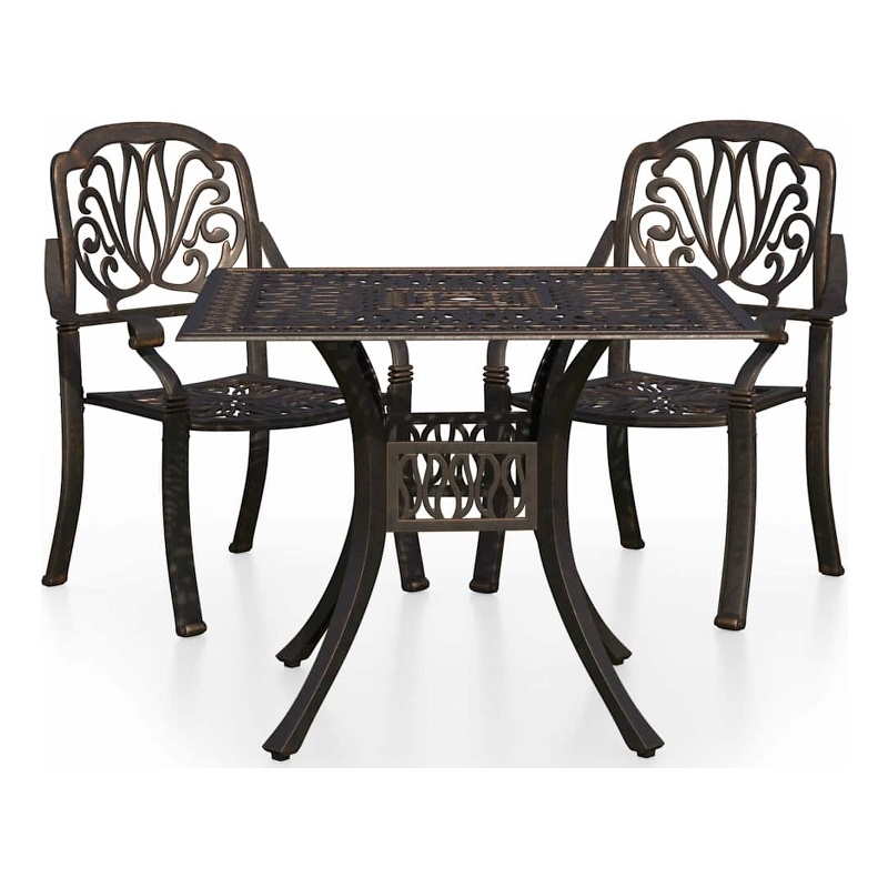 vidaXL 3 Piece Bistro Set Cast Aluminum Bronze