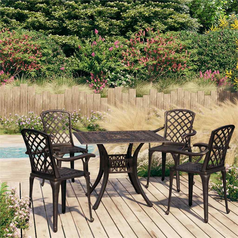 vidaXL 5 Piece Bistro Set Cast Aluminum Bronze