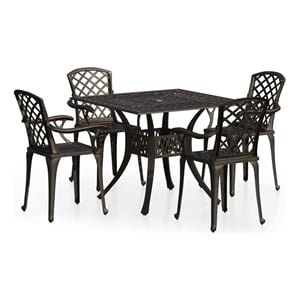 vidaXL 5 Piece Bistro Set Cast Aluminum Bronze