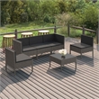 vidaXL 6 Piece Patio Lounge Set with Cushions Poly Rattan Gray