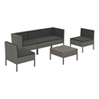 vidaXL 6 Piece Patio Lounge Set with Cushions Poly Rattan Gray