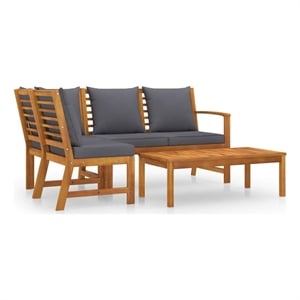 vidaXL 4 Piece Patio Lounge Set with Cushion Solid Acacia Wood