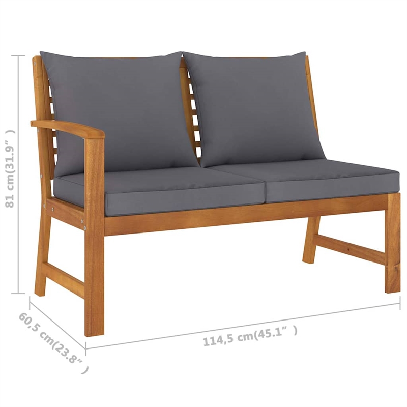 vidaXL 5 Piece Patio Lounge Set with Cushion Solid Acacia Wood