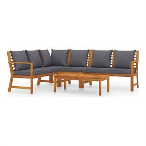 vidaXL 5 Piece Patio Lounge Set with Cushion Solid Acacia Wood
