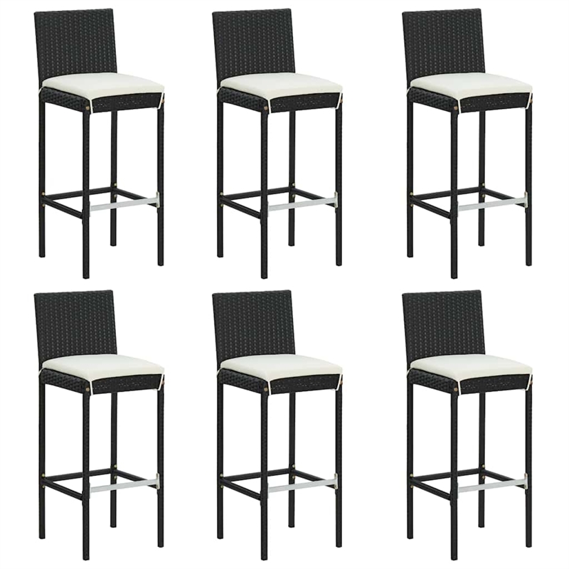 vidaXL 7 Piece Patio Bar Set with Cushions Black