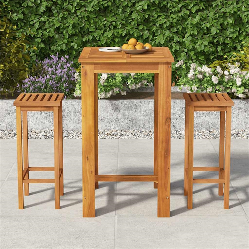 vidaXL 3 Piece Patio Bar Set Solid Wood Acacia