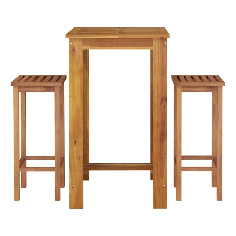 vidaXL 3 Piece Patio Bar Set Solid Wood Acacia