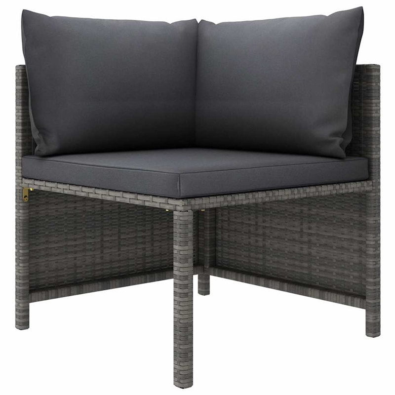 vidaXL 10 Piece Patio Lounge Set with Cushions Poly Rattan Gray