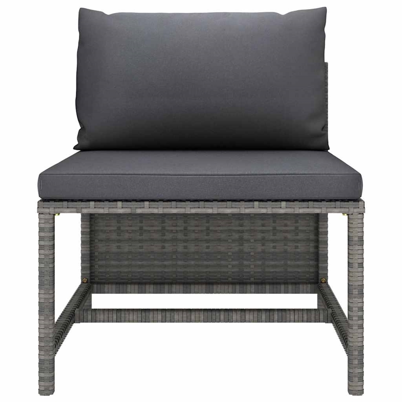 vidaXL 10 Piece Patio Lounge Set with Cushions Poly Rattan Gray