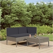 vidaXL 3 Piece Patio Lounge Set with Cushions Poly Rattan Gray
