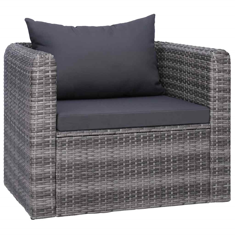 vidaXL 7 Piece Patio Sofa Set with Cushions & Pillows Poly Rattan Gray