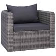 vidaXL 7 Piece Patio Sofa Set with Cushions & Pillows Poly Rattan Gray