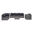 vidaXL 7 Piece Patio Sofa Set with Cushions & Pillows Poly Rattan Gray
