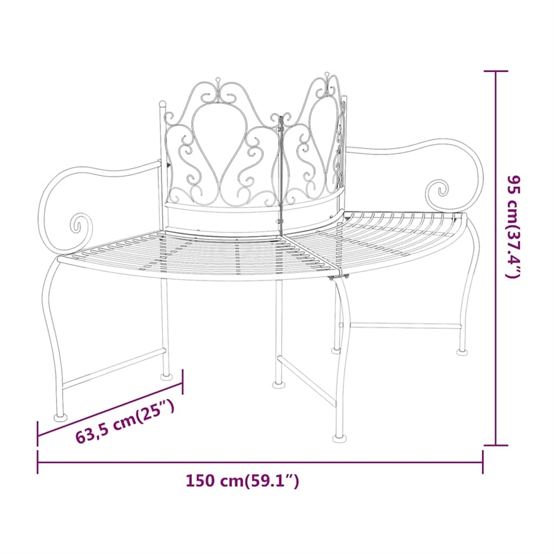 vidaXL Tree Bench 59.1