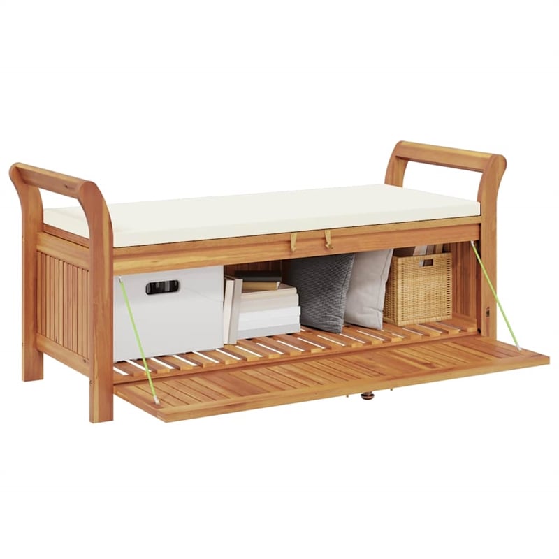vidaXL Patio Storage Bench with Cushion 49.6