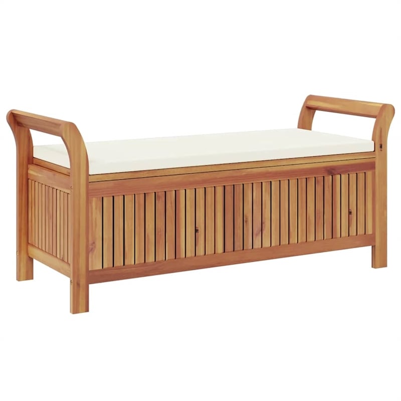 vidaXL Patio Storage Bench with Cushion 49.6