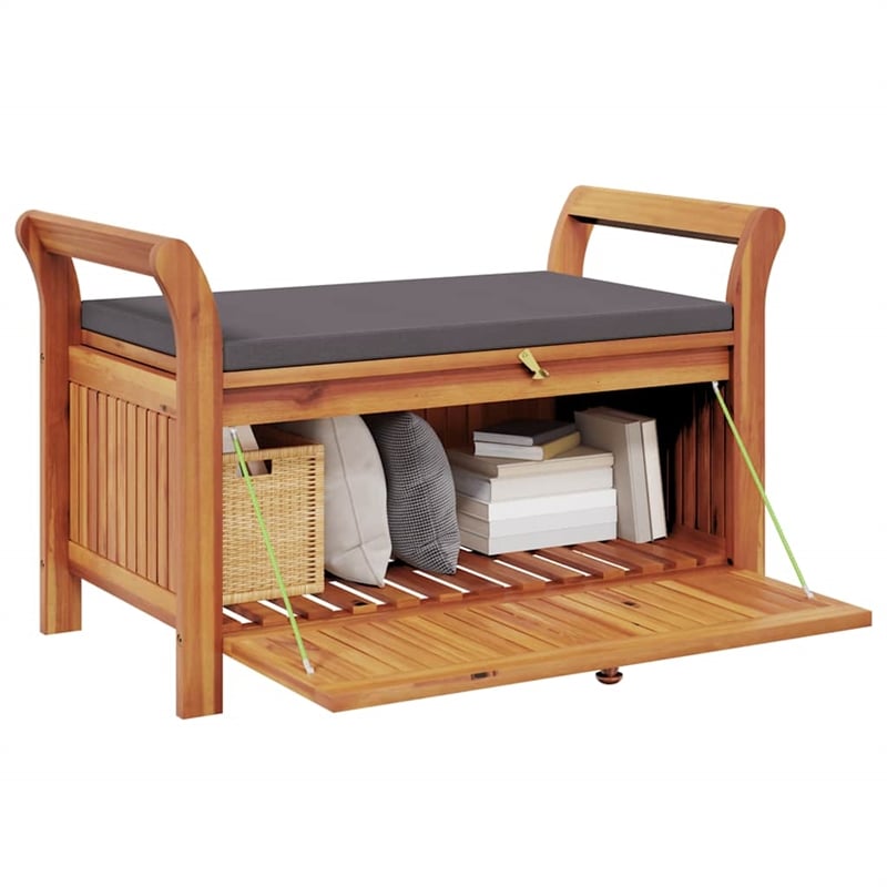 vidaXL Patio Storage Bench with Cushion 35.8