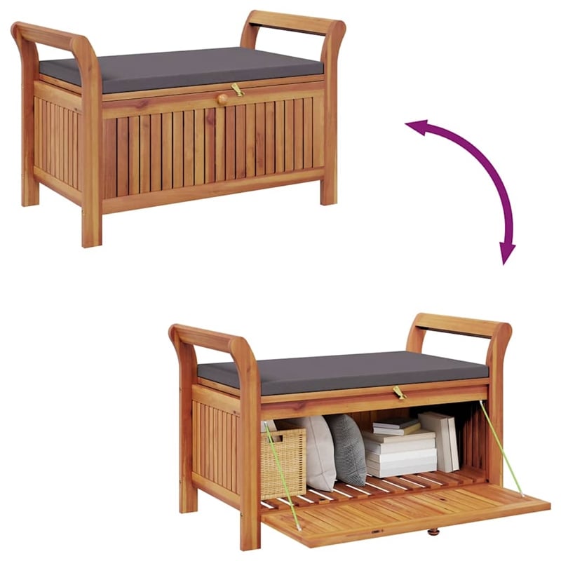 vidaXL Patio Storage Bench with Cushion 35.8