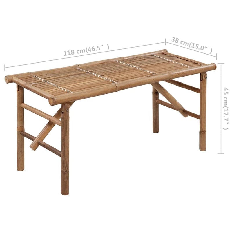 vidaXL Folding Patio Bench with Cushion 46.5