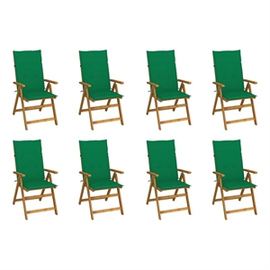 vidaXL Folding Patio Chairs with Cushions 8 pcs Solid Acacia Wood