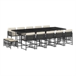 vidaXL Garden Dining Set Black and Cream White PE Rattan Large Stackable