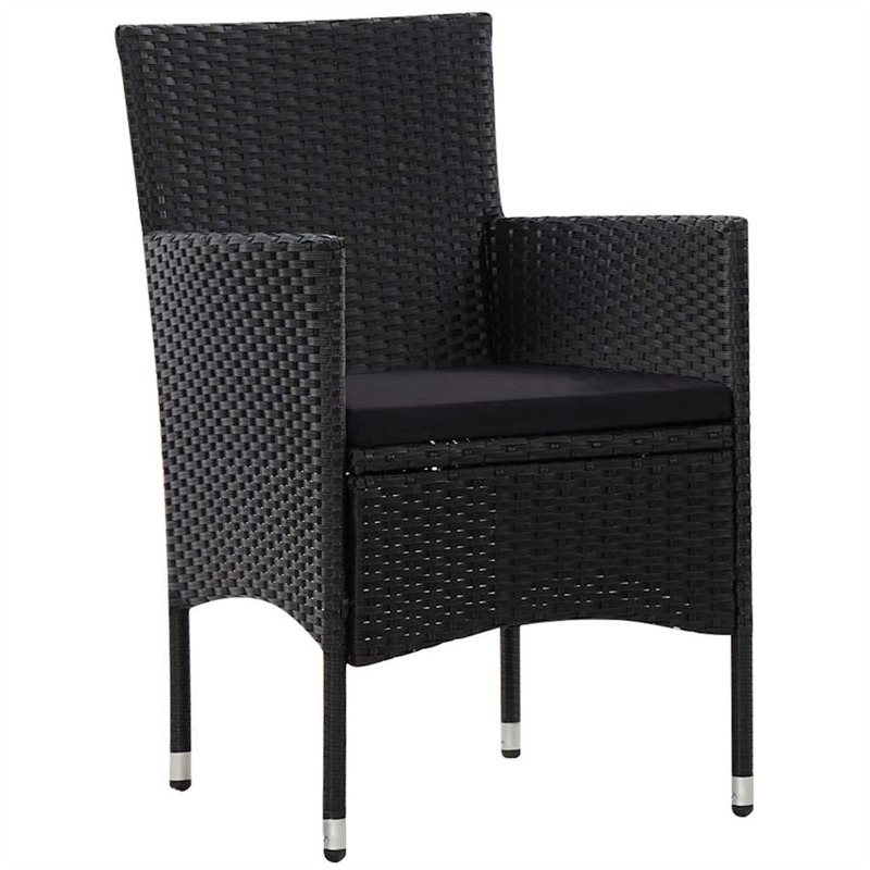 vidaXL 4 Piece Patio Lounge Set with Cushions Poly Rattan Black