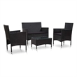 vidaXL 4 Piece Patio Lounge Set with Cushions Poly Rattan Black