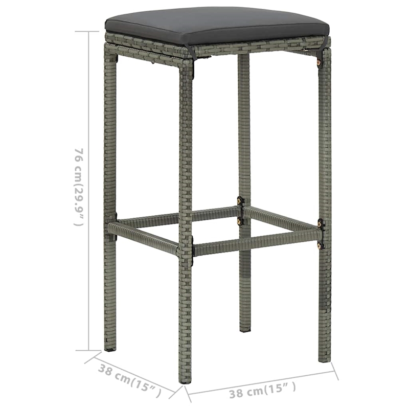 vidaXL 5 Piece Patio Bar Set with Cushions Gray