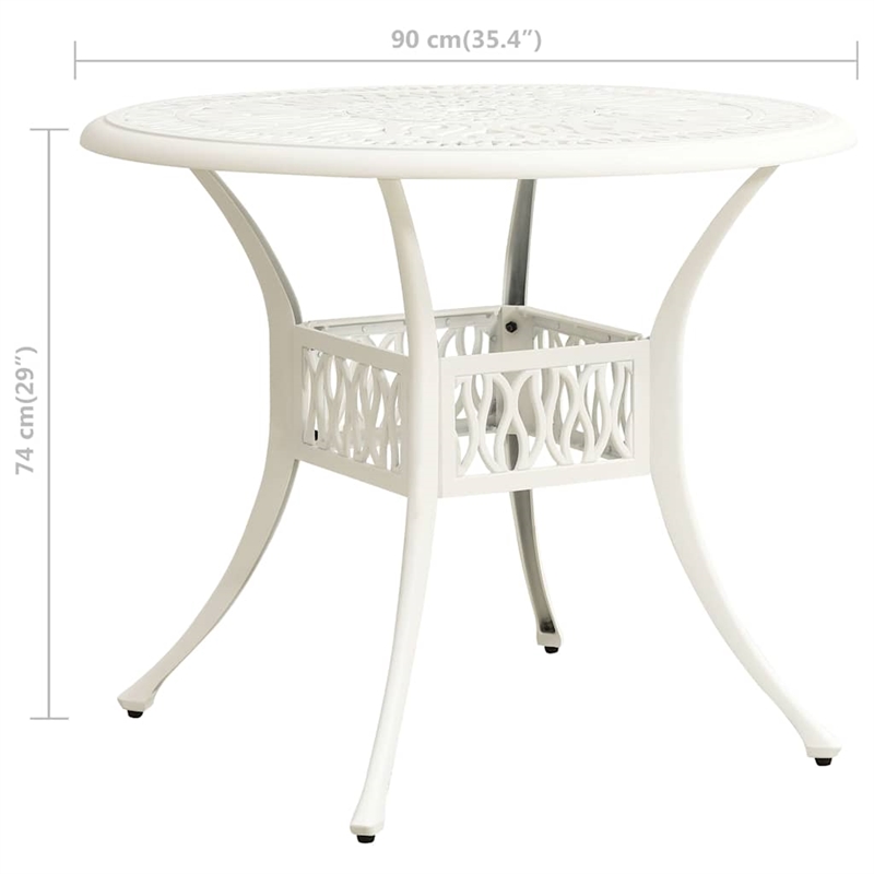 vidaXL 3 Piece Bistro Set Cast Aluminum White