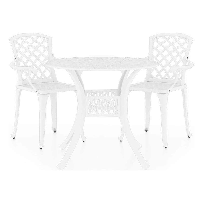 vidaXL 3 Piece Bistro Set Cast Aluminum White