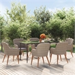vidaXL 7 Piece Patio Dining Set with Cushions Brown