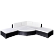 vidaXL 6 Piece Patio Lounge Set with Cushions Poly Rattan Black