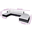 vidaXL 6 Piece Patio Lounge Set with Cushions Poly Rattan Black