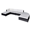 vidaXL 6 Piece Patio Lounge Set with Cushions Poly Rattan Black
