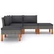 vidaXL 5 Piece Patio Lounge Set with Cushions Poly Rattan Gray