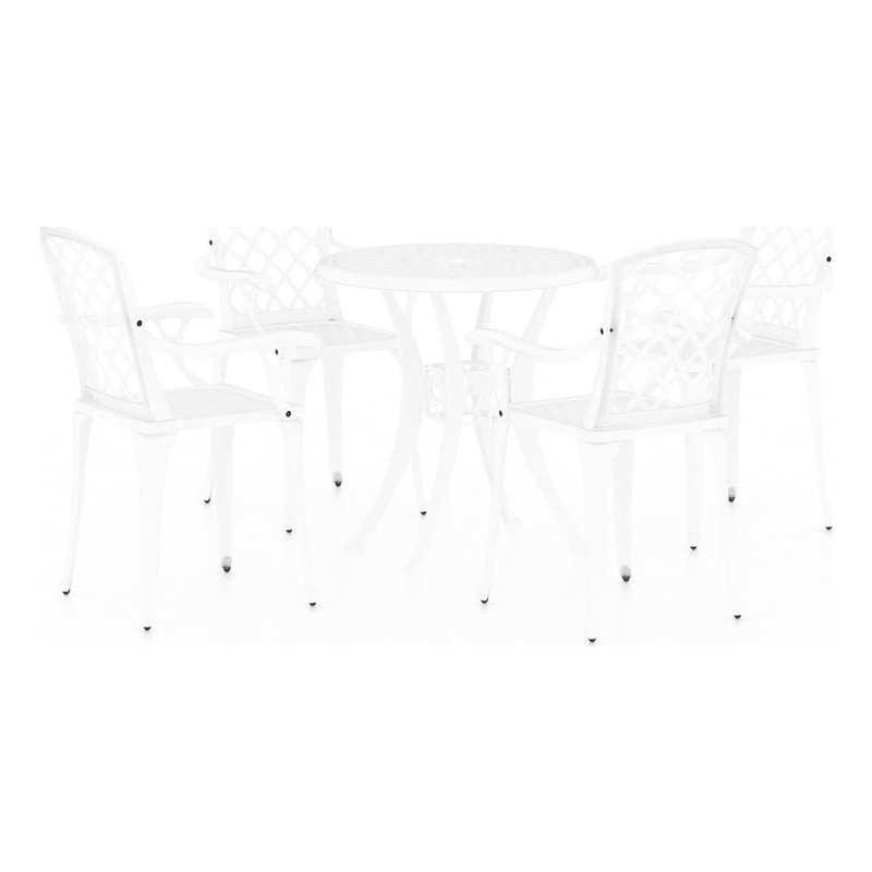 vidaXL 5 Piece Bistro Set Cast Aluminum White