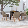 vidaXL 5 Piece Patio Dining Set with Cushions Brown