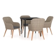 vidaXL 5 Piece Patio Dining Set with Cushions Brown